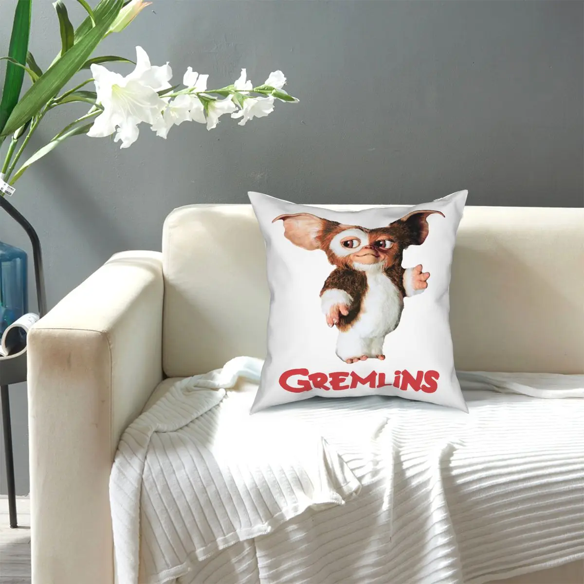 

Gremlins Gizmo Pillowcase Home Decor Gizmo 80s Movie Mogwai Sci Fi Cushions Throw Pillow for Living Room Double-sided Printing