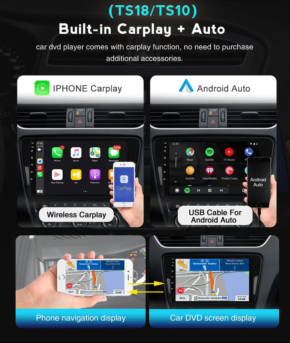 Автомобильная интеллектуальная система Carplay 6 + 128G Android 11 мультимедийный