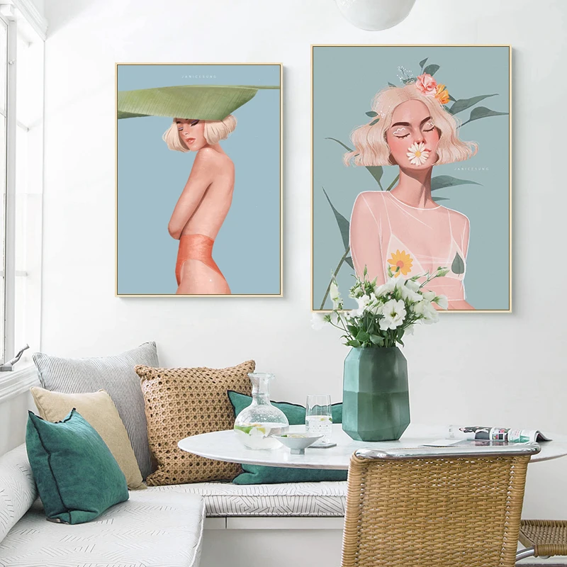 Nordic Sexy Beautiful Woman Flower Wall Art Light Blue Poster Canvas Painting Decor Modern Print Home Decoration Pictuers
Nordic Sexy Beautiful Woman Flower Wall Art Light Blue Poster Canvas Painting Decor Modern Print Home Decoration Pictuers