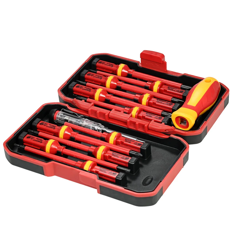 13pcs 1000V Changeable Insulated Screwdrivers Set with Magnetic Slotted Phillips Pozidriv Torx Bits Electrician Repair Tools Kit
13pcs 1000V Changeable Insulated Screwdrivers Set with Magnetic Slotted Phillips Pozidriv Torx Bits Electrician Repair Tools Kit