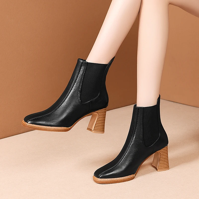 Genuine Leather Vintage Square Toe Shoes WomanThick high Heels Ankle Boots Elastic Band 2021 Winter Party Working Boots Boot
Genuine Leather Vintage Square Toe Shoes WomanThick high Heels Ankle Boots Elastic Band 2021 Winter Party Working Boots Boot