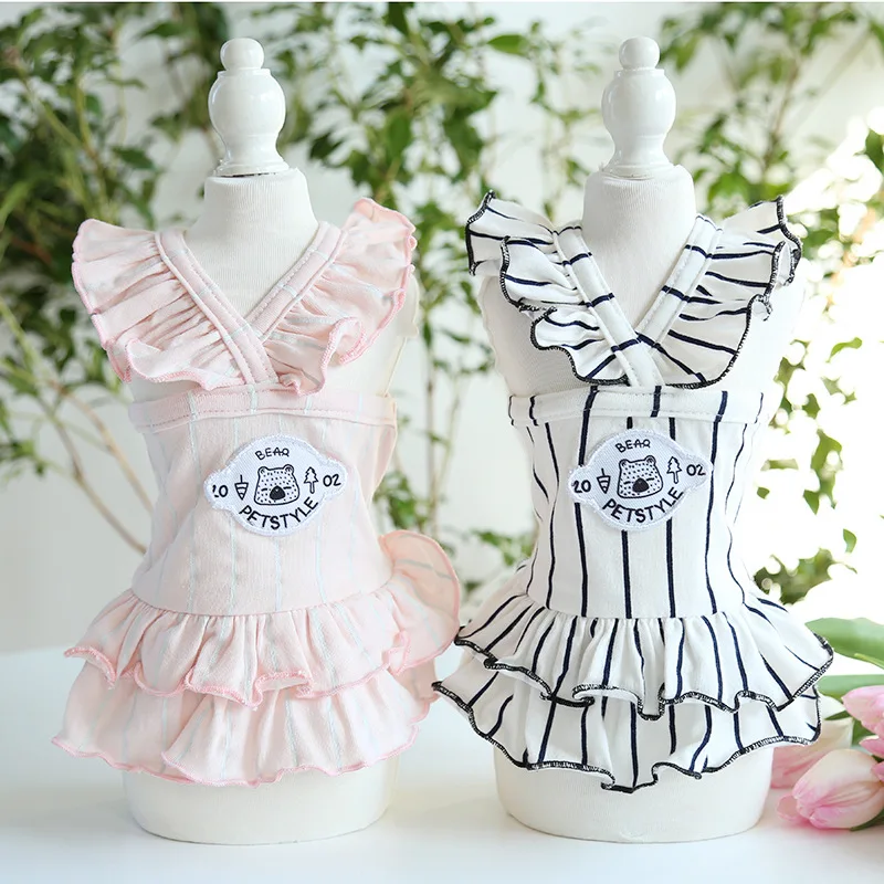 Новейшее платье для питомца в Вертикальную Полоску розового и белого цветов корейская модная одежда для собак товары для питомцев для соба... 
Новейшее платье для питомца в Вертикальную Полоску розового и белого цветов корейская модная одежда для собак товары для питомцев для соба...