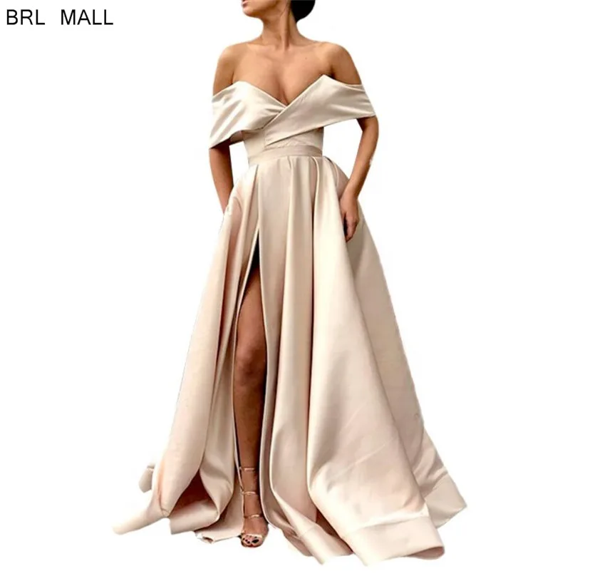 vestido de fiesta 2020 Sexy Side Slit Long Prom Dresses Off the shoulder Satin Formal Evening Gowns Cheap Party Dress plus size
vestido de fiesta 2020 Sexy Side Slit Long Prom Dresses Off the shoulder Satin Formal Evening Gowns Cheap Party Dress plus size