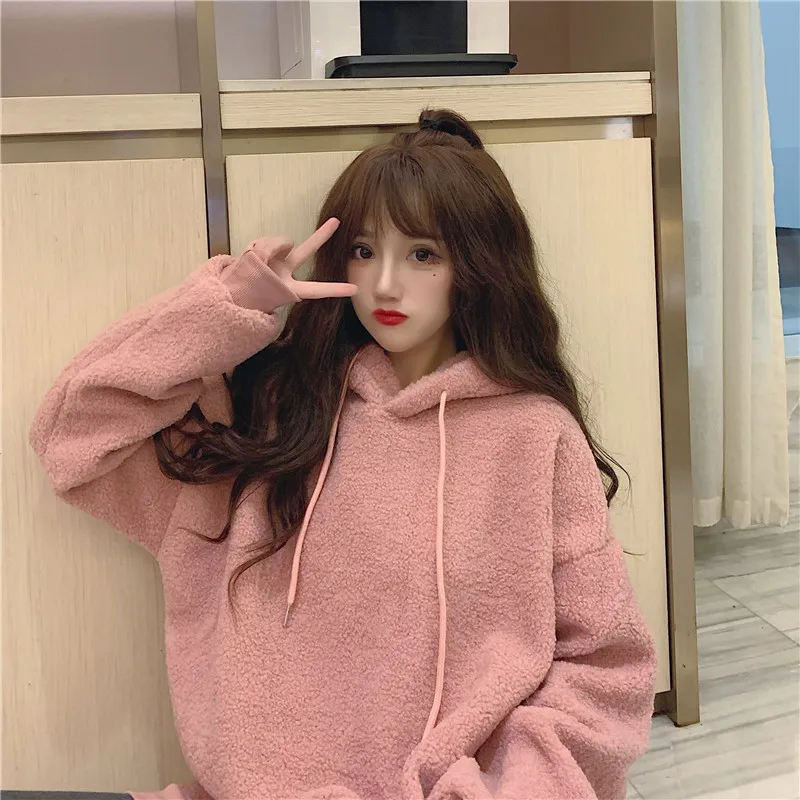 Lamb Wool Chic Hong Kong Style Sweater Women's Autumn and Winter Ins Loose Korean Style Boyfriend Idle Style Fleece-Lined 
Lamb Wool Chic Hong Kong Style Sweater Women's Autumn and Winter Ins Loose Korean Style Boyfriend Idle Style Fleece-Lined
