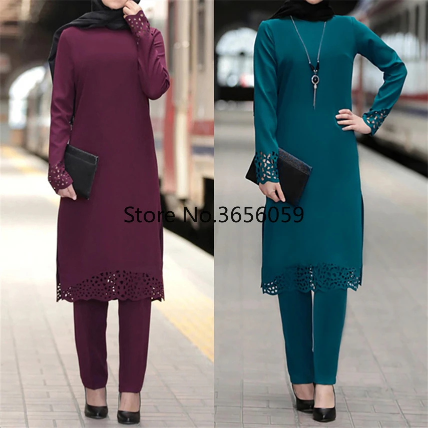 Фото Мусульманская одежда комплект из брюк для женщин Абая мусульманская мода