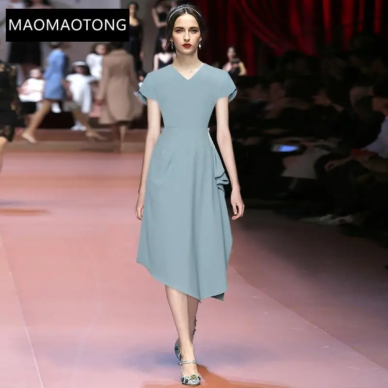 Fashion Runway Summer Solid Color Dress Women's Elegant V-neck Short Sleeve Ruffle High Waist Asymmetrical Midi Dress
Fashion Runway Summer Solid Color Dress Women's Elegant V-neck Short Sleeve Ruffle High Waist Asymmetrical Midi Dress