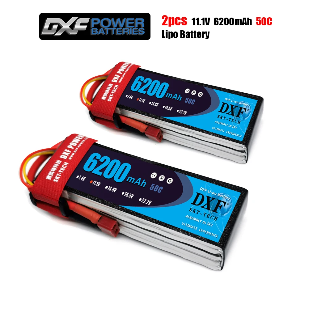 2020 DXF 2 шт. литий-полимерный аккумулятор 3S 11 1 В 6200 мАч 50C Max 100C игрушки и хобби для