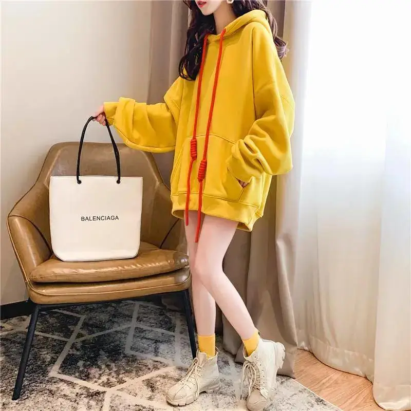 Autumn Winter Oversize Hooded Sweatshirts Women Thick Hoodie Long-Sleeved Tops Female Pullovers Yellow Green Black Blue
Autumn Winter Oversize Hooded Sweatshirts Women Thick Hoodie Long-Sleeved Tops Female Pullovers Yellow Green Black Blue