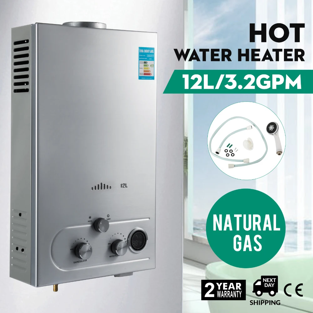 Natural Gas Hot Water Heater 12L Tankless Instant ON-Demand Boiler 3.2GPM
Natural Gas Hot Water Heater 12L Tankless Instant ON-Demand Boiler 3.2GPM
