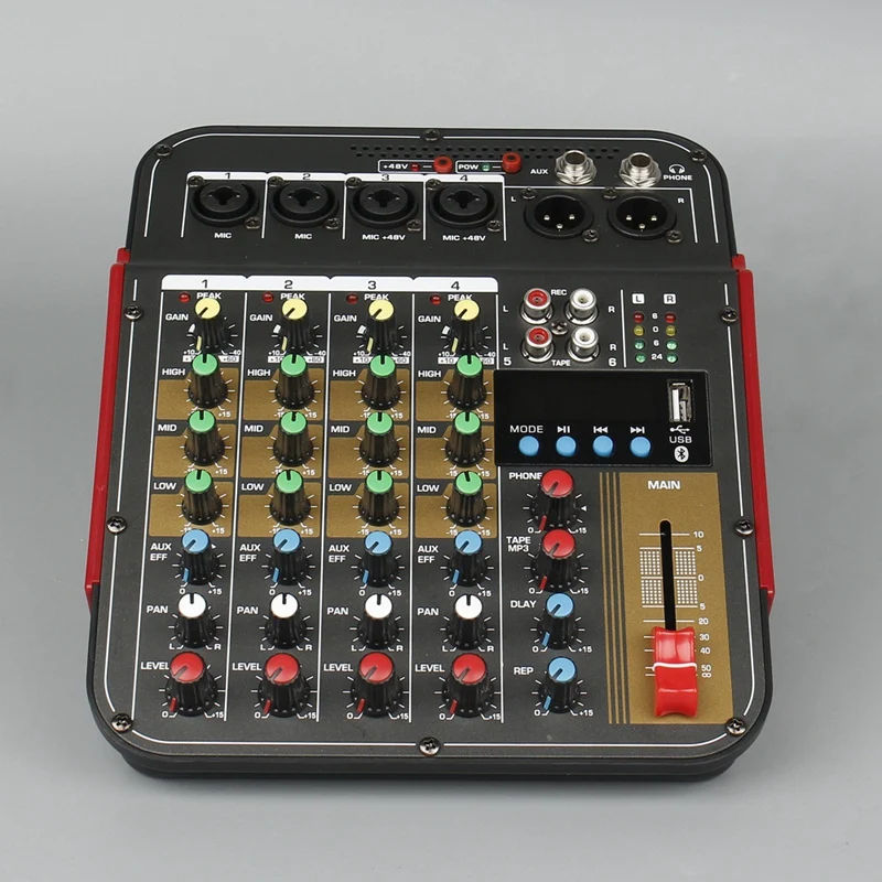 TM4 Digital 4-Channel Audio Mixer Console Mixing Built-in 48V Phantom Power with BT Function US Plug | Электроника