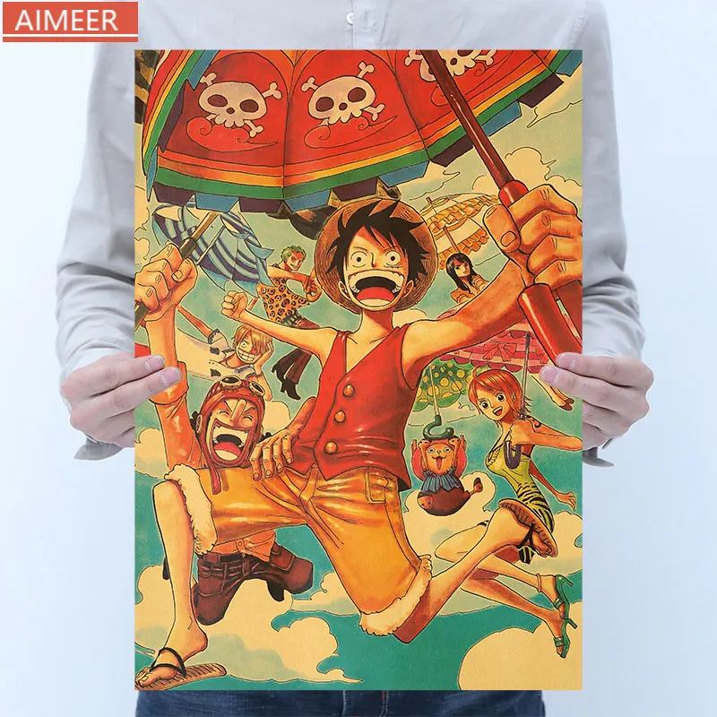 AIMEER Аниме One Piece Style P Luffy Nami мультяшный персонаж ретро крафт бумага постер Бар Кафе