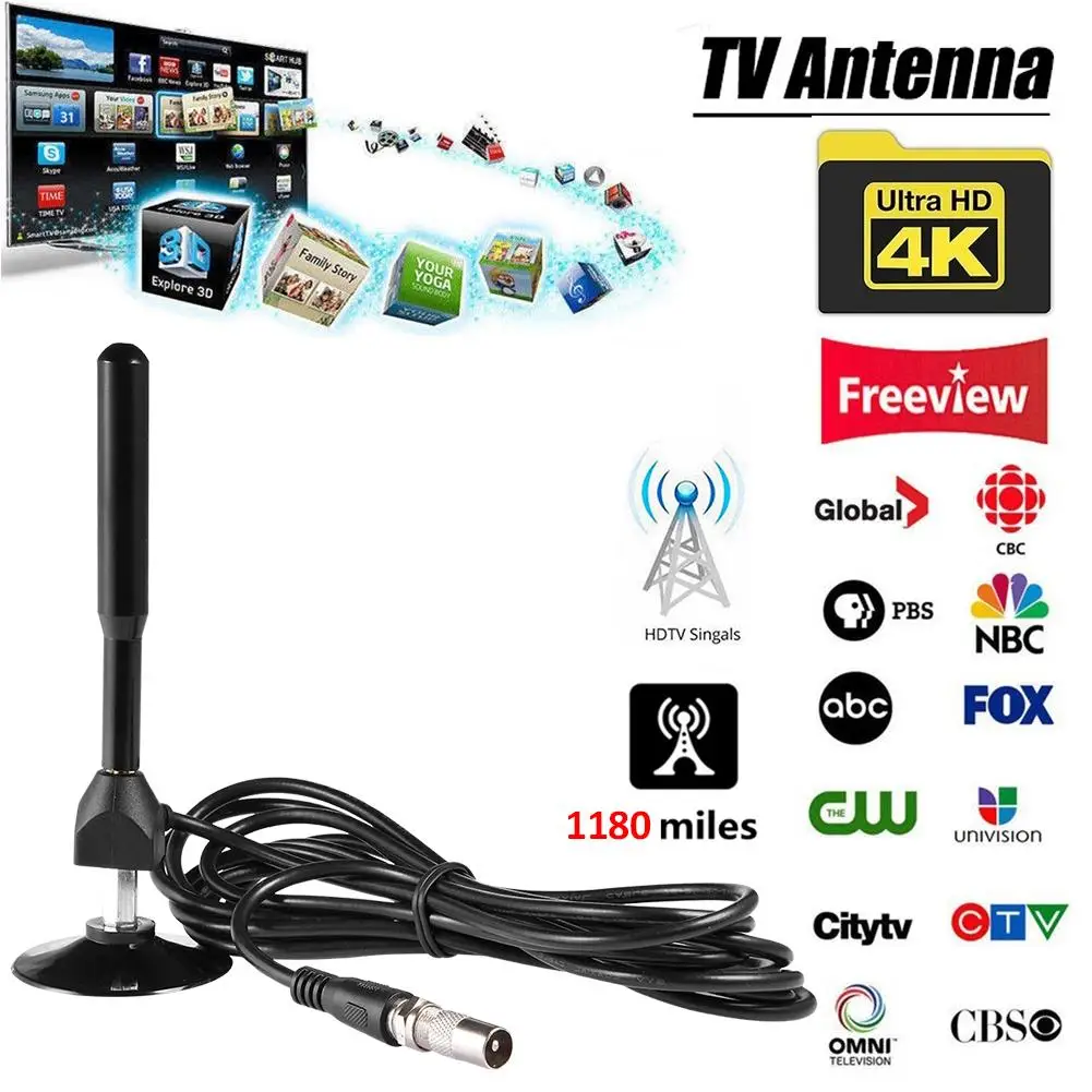 4K цифровой HD ТВ крытый усиленный антенна 1180 км Диапазон с HD1080P DVB T2 Freeview на всю