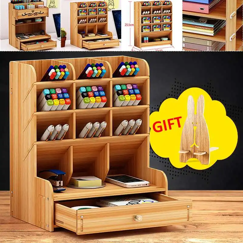 3 Types of Creative Wooden Desktop Pen Holder Holders Office School Stationery Organizer Desktop DIY Pencil Holder with Drawer
3 Types of Creative Wooden Desktop Pen Holder Holders Office School Stationery Organizer Desktop DIY Pencil Holder with Drawer