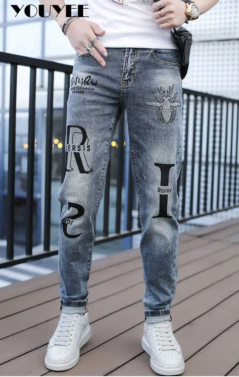 Straight Jeans Men's Slim Fit Denim Trousers Insect Hot Drill 2021 New High Quality Pants Homme Casual Streetwear Men Trousers
Straight Jeans Men's Slim Fit Denim Trousers Insect Hot Drill 2021 New High Quality Pants Homme Casual Streetwear Men Trousers