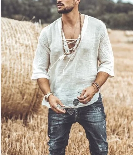 2020 summer new men's shirt solid color large size fashion home casual chest strap corn eye Three quarterssleeve male blouse
2020 summer new men's shirt solid color large size fashion home casual chest strap corn eye Three quarterssleeve male blouse