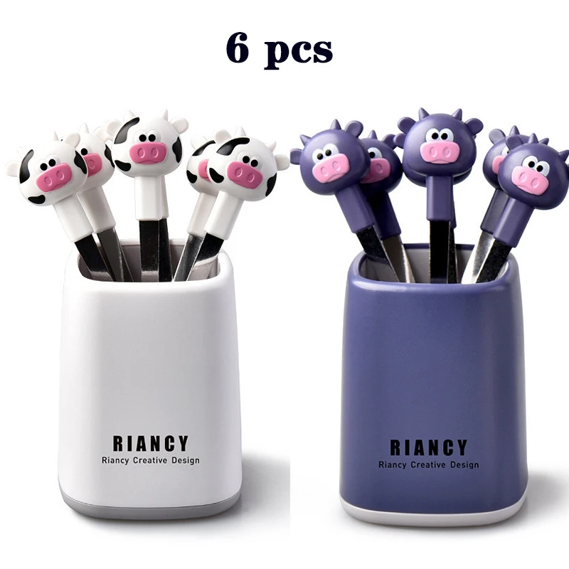 6pcs Cows Fruit Fork with Holder Stainless Steel Desert Forks Salad Vegetable Cocktail Food Pick Toothpick BBQ Bento Accessories
6pcs Cows Fruit Fork with Holder Stainless Steel Desert Forks Salad Vegetable Cocktail Food Pick Toothpick BBQ Bento Accessories