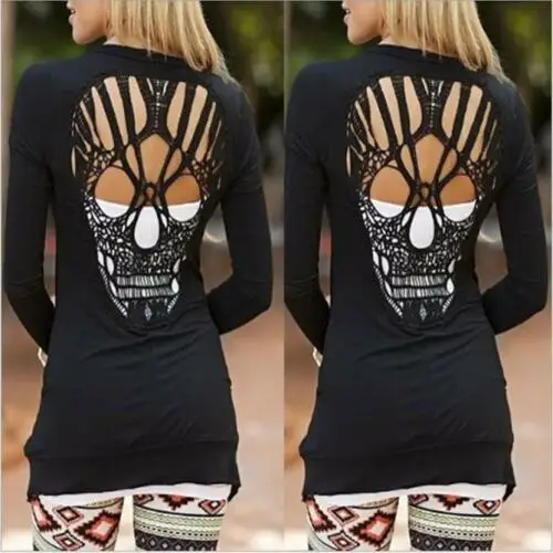 New Women Coat Long Sleeve Cotton Tops Skull Hollow Back Casual Outwear Blouse
New Women Coat Long Sleeve Cotton Tops Skull Hollow Back Casual Outwear Blouse