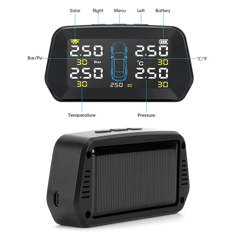 Vtopek TPMS Solar Car Security Tire Pressure Monitoring System Wreless Tire Pressure Monitoring 6 Bar waterproof USB charging
Vtopek TPMS Solar Car Security Tire Pressure Monitoring System Wreless Tire Pressure Monitoring 6 Bar waterproof USB charging