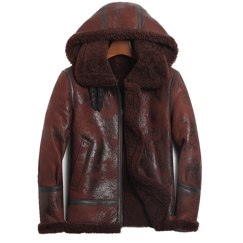 Натуральная кожаная куртка зимняя для мужчин из натуральной овечьей кожи пальто