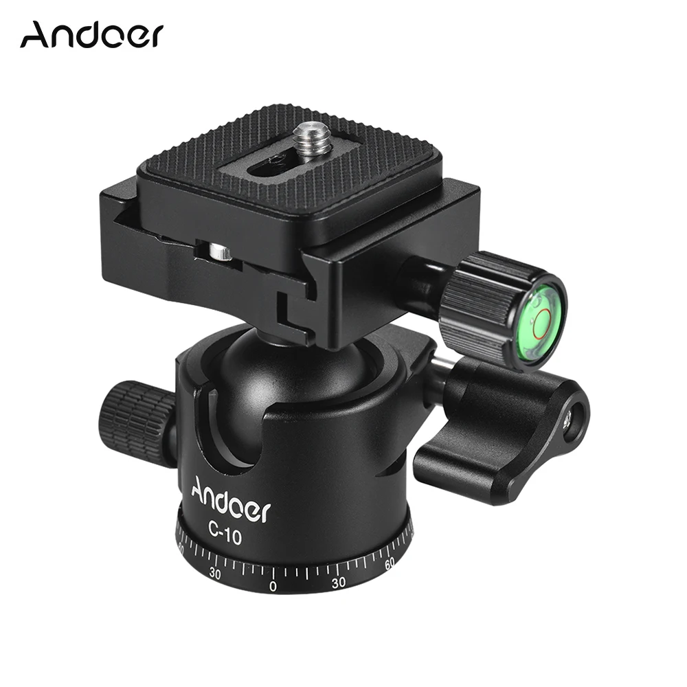 Andoer C-10 Aluminum Alloy Camera Tripod Ball Head Mini Ballhead Low Center of Gravity+Quick Release Plate for Canon Nikon Sony
Andoer C-10 Aluminum Alloy Camera Tripod Ball Head Mini Ballhead Low Center of Gravity+Quick Release Plate for Canon Nikon Sony