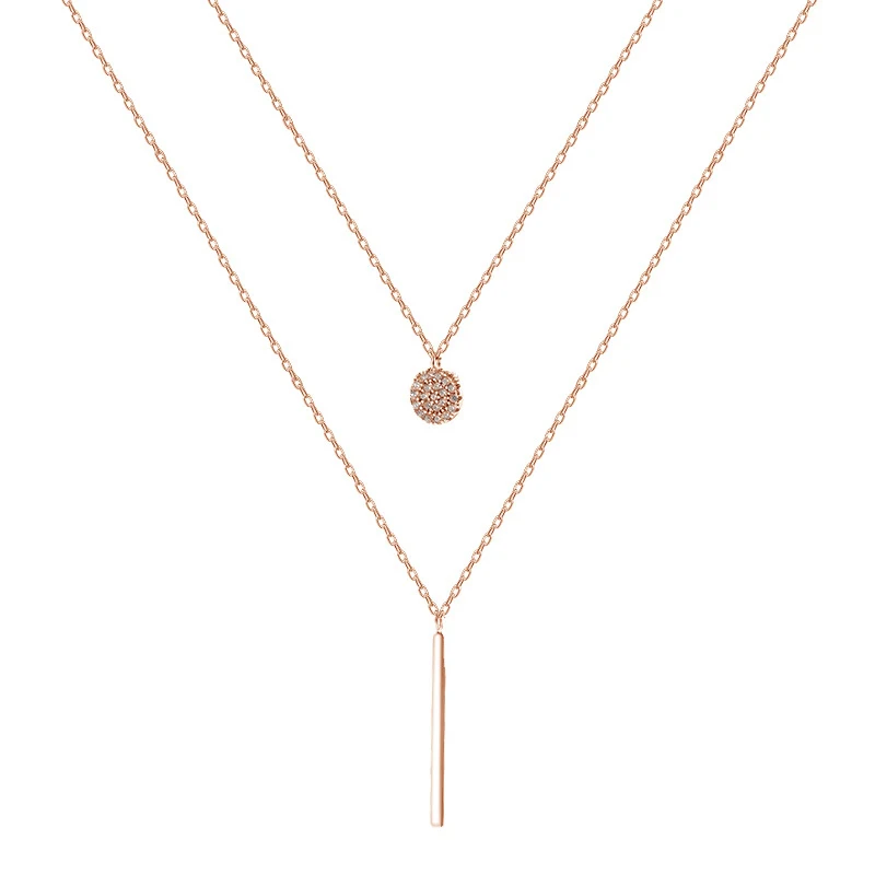 925 Sterling Silver Pin Double Layer Round One Character Chain with Diamond Versatile Clavicle Chain Accessories
925 Sterling Silver Pin Double Layer Round One Character Chain with Diamond Versatile Clavicle Chain Accessories