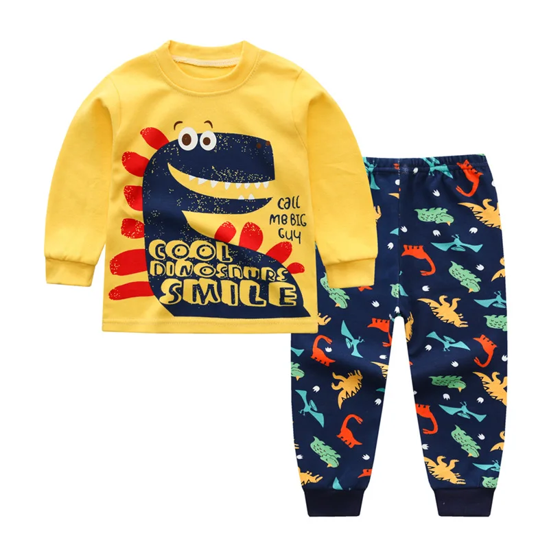 

6m 9m 12m 18m 24m 3t 4t Baby Boys Girls Pajama 2-piece Long Sleeve Children's Clothing Sets Cotton Sleepwear Kids Clothes Suit