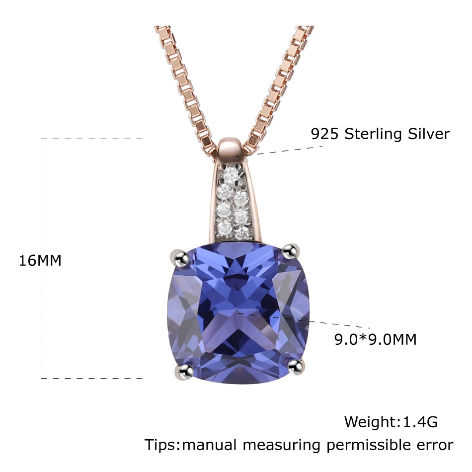 925 Sterling Silver Tanzanite Pendant For Women Gemstone Rose Gold Plating Cushion Charm Birthday Gifts Anniversary Fine Jewelry
925 Sterling Silver Tanzanite Pendant For Women Gemstone Rose Gold Plating Cushion Charm Birthday Gifts Anniversary Fine Jewelry