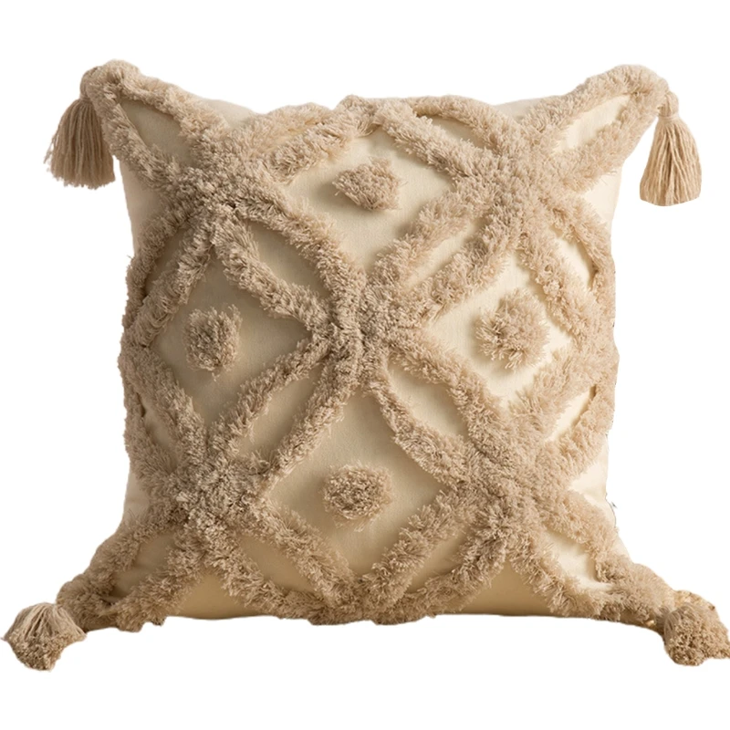 Boho Woven Tufted Matts Plaid Pattern Throw Pillow Case with Tassel Multicolor Textured Geometric Square Cushion Cover
Boho Woven Tufted Matts Plaid Pattern Throw Pillow Case with Tassel Multicolor Textured Geometric Square Cushion Cover