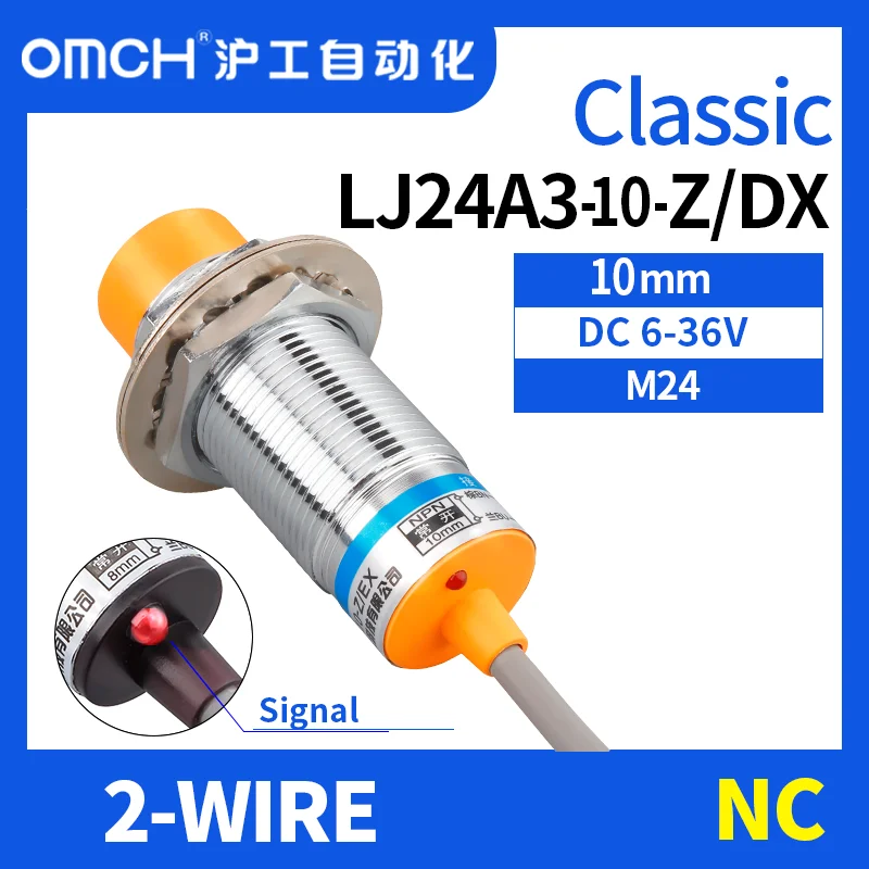 

OMCH M24 LJ24A3-10-Z/DX non-flush metal inductive proximity switch sensor switch 2-WIRE NC detection range 10mm DC6-36v