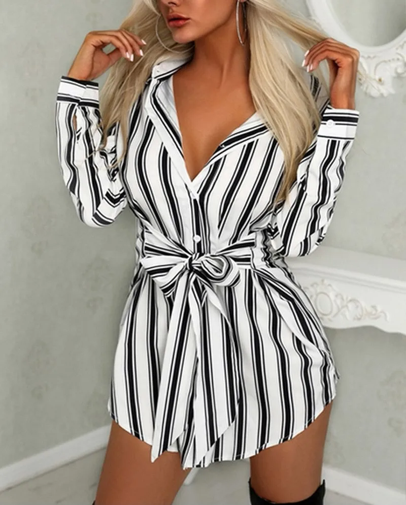Women Shirt Loose Fashion Striped Printed Cotton Tie Lapel Sexy Commuter Mid-length Slim Single-breasted Spring and Summer Shirt
Women Shirt Loose Fashion Striped Printed Cotton Tie Lapel Sexy Commuter Mid-length Slim Single-breasted Spring and Summer Shirt
