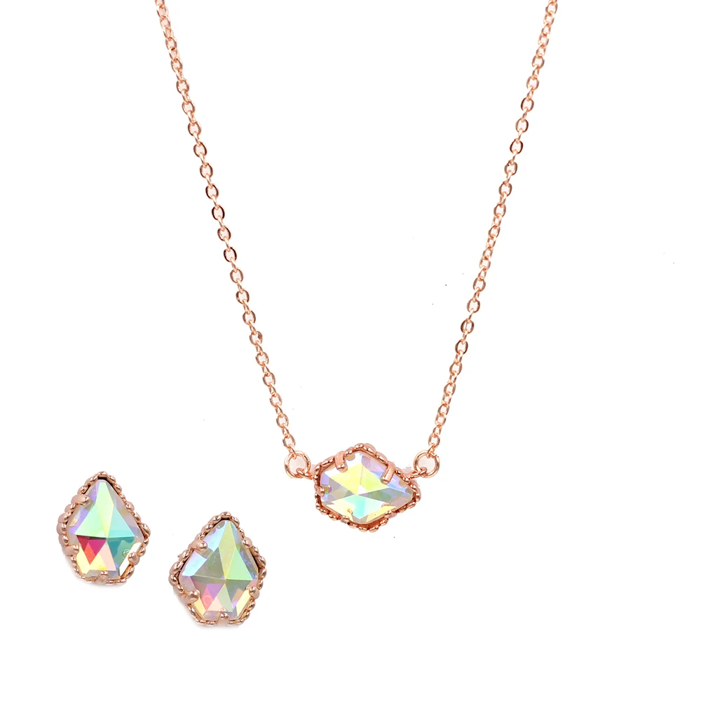 2021 New Rainbow AB Color Glass Pentagon Claw Gem Stone Geometric Stud Earrings & Necklace Jewerly Set for Women
2021 New Rainbow AB Color Glass Pentagon Claw Gem Stone Geometric Stud Earrings & Necklace Jewerly Set for Women