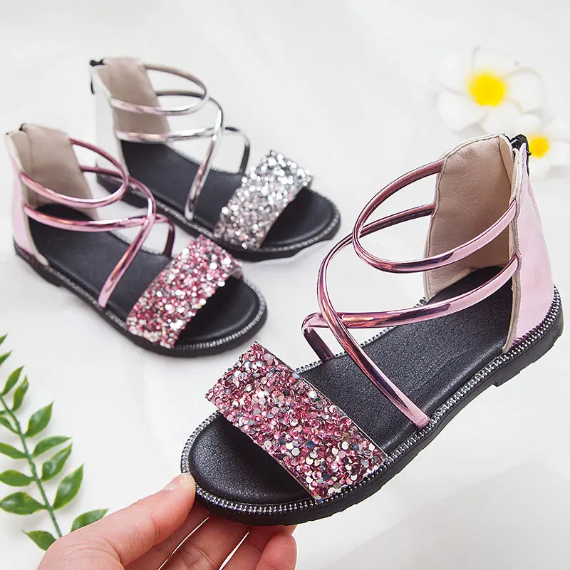 2021 New Sequin Girl Summer Sandals For Big Kids Children Beach Shoe Little Girls Princess Sandal 3 4 5 6 7 8 9 10 11 12 Years 
2021 New Sequin Girl Summer Sandals For Big Kids Children Beach Shoe Little Girls Princess Sandal 3 4 5 6 7 8 9 10 11 12 Years