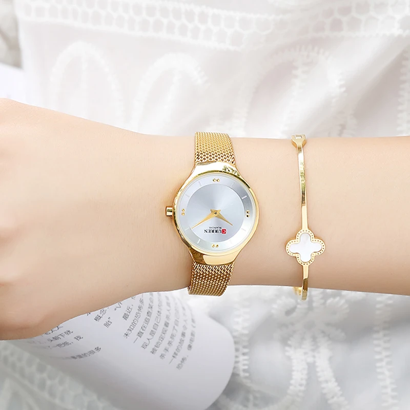 CURREN Watches Women's Quartz Watch with Stainless Steel Mesh Strap Ladies Dress Wristwatch Fashion Gold Clock Female relojes
CURREN Watches Women's Quartz Watch with Stainless Steel Mesh Strap Ladies Dress Wristwatch Fashion Gold Clock Female relojes