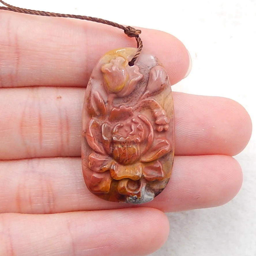 Semiprecious stone jewelry,Natural gemstone Carved Flower Rhodonite Pendant Bead 32x20x5mm,5.4g
Semiprecious stone jewelry,Natural gemstone Carved Flower Rhodonite Pendant Bead 32x20x5mm,5.4g