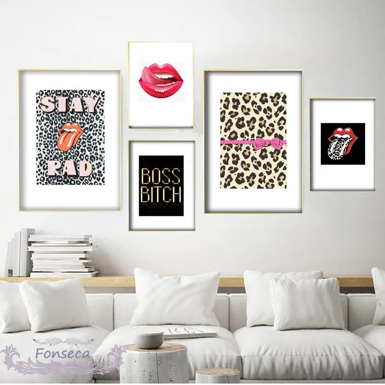 Fashion Leopard Pattern Lips Canvas Painting Modern Nordic Wall Art Picture Queen Quotes Posters for Living Room Home Decor
Fashion Leopard Pattern Lips Canvas Painting Modern Nordic Wall Art Picture Queen Quotes Posters for Living Room Home Decor