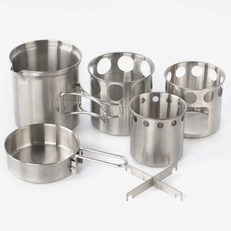Portable Mini 304 Stainless Steel Outdoor Camping Cookware Mess Kit Set with Wood Stove Hiking Tool Lightweight
Portable Mini 304 Stainless Steel Outdoor Camping Cookware Mess Kit Set with Wood Stove Hiking Tool Lightweight