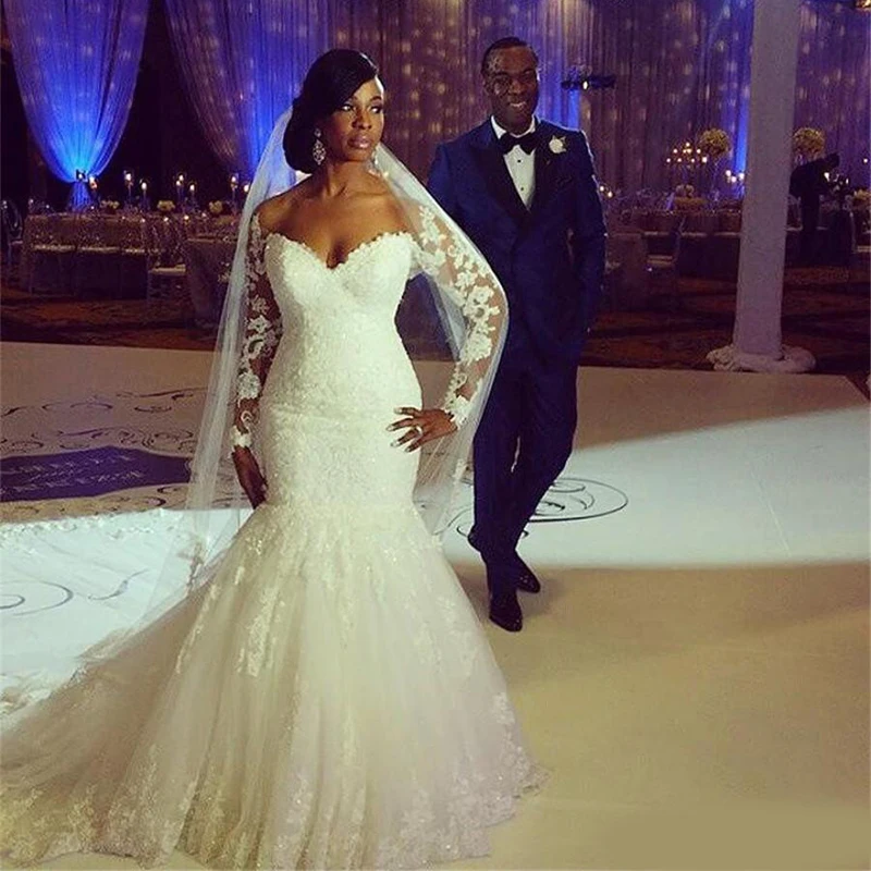 С открытыми плечами Длинные рукава аппликации кружева на заказ свадебные платья без спинки Часовня Поезд размера плюс Русалка Свадебные пл... 
С открытыми плечами Длинные рукава аппликации кружева на заказ свадебные платья без спинки Часовня Поезд размера плюс Русалка Свадебные пл...