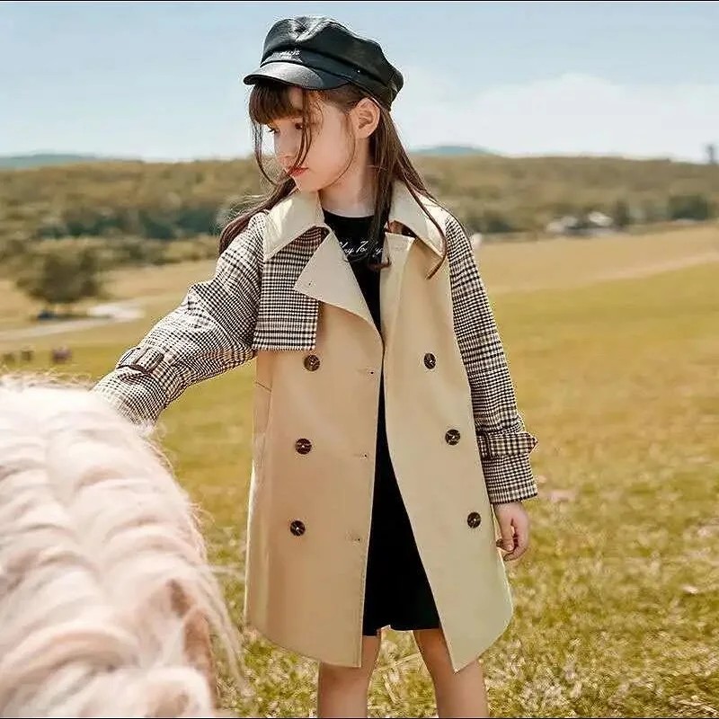 Childrens Girls Windbreaker Plaid Jackets Spring Cotton Trench For Girls Double-breasted Casual Outerwear Teens Kids Trench
Childrens Girls Windbreaker Plaid Jackets Spring Cotton Trench For Girls Double-breasted Casual Outerwear Teens Kids Trench
