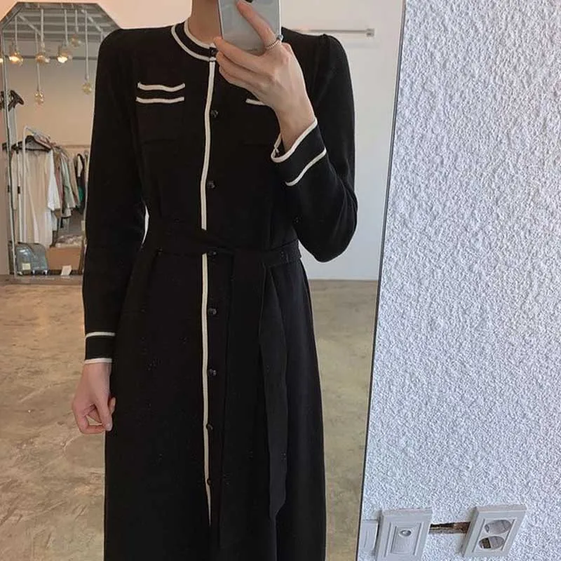 French Woman Dress Korean Elegant One-Piece Sweater Knitted Dresses 2020 Autumn New Women'S Long Sleeve Knitt Dress Long Dress
French Woman Dress Korean Elegant One-Piece Sweater Knitted Dresses 2020 Autumn New Women'S Long Sleeve Knitt Dress Long Dress