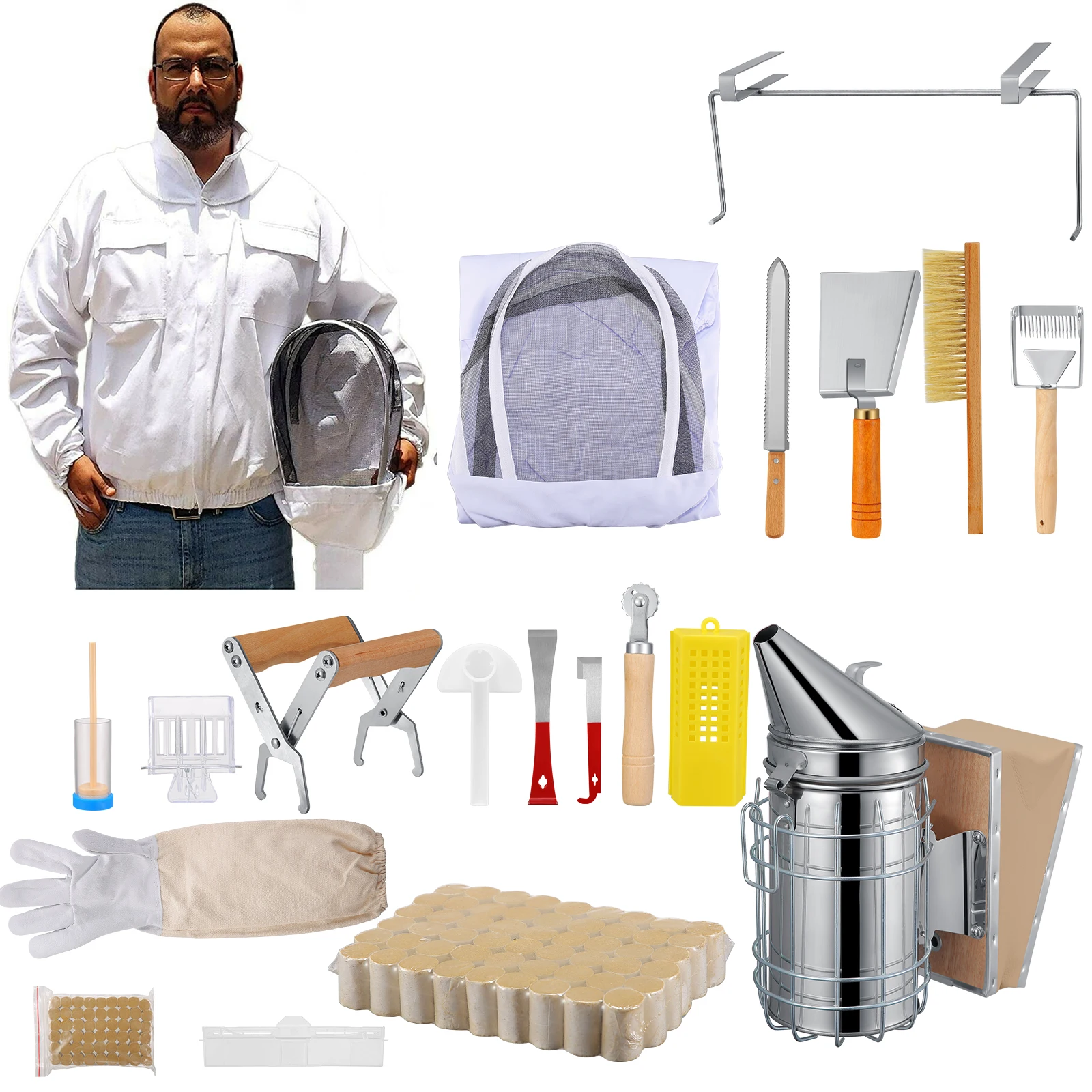 Beekeeping Honey Tool Kit Beekeeping Starter Kit Set Of 18 Beekeeping Equipment Supplies Bee Keeper Suit Jacket XL Hive Tools
Beekeeping Honey Tool Kit Beekeeping Starter Kit Set Of 18 Beekeeping Equipment Supplies Bee Keeper Suit Jacket XL Hive Tools