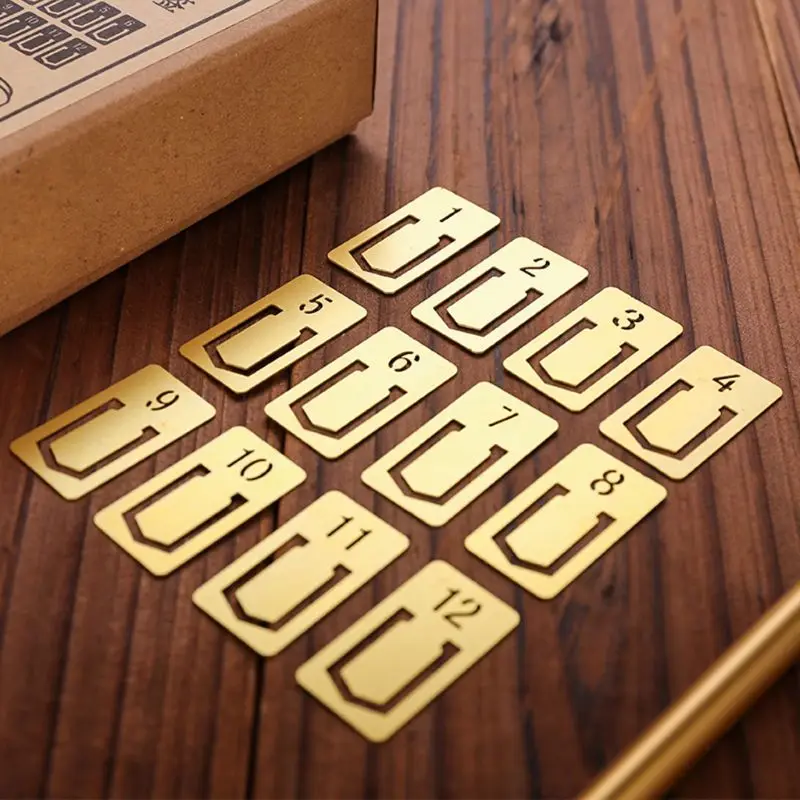 12Pcs Brass Bookmarks Number Metal Index Clamp Line Book Marker Stationery School Supplies Gift XXUC
12Pcs Brass Bookmarks Number Metal Index Clamp Line Book Marker Stationery School Supplies Gift XXUC