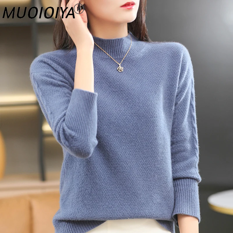 Women Half High Collar Sweaters Autumn Winter 100% Pure Wool Knitted Jumpers Female Thicker Cashmere Pullovers Tops
Women Half High Collar Sweaters Autumn Winter 100% Pure Wool Knitted Jumpers Female Thicker Cashmere Pullovers Tops