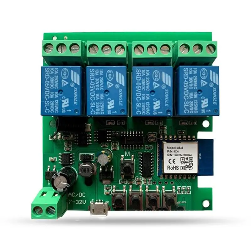 Switch Module Remote Control WiFi Switch Relay 4-gang Voice Control Timer Module Switch Module
Switch Module Remote Control WiFi Switch Relay 4-gang Voice Control Timer Module Switch Module