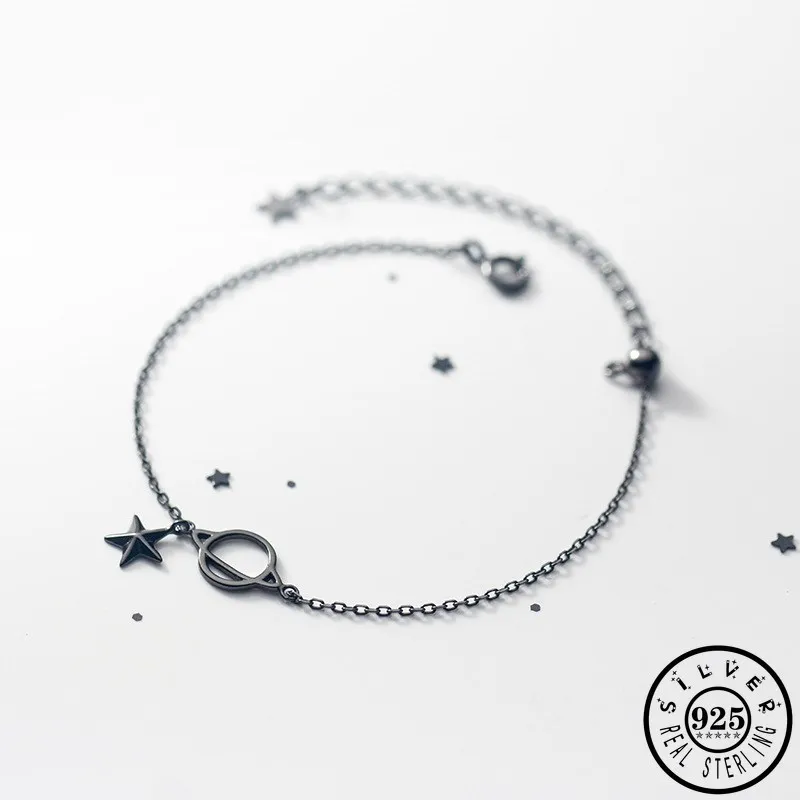 925 Sterling Silver Planet Saturn Star Shape Black Color Chain Hand Charm Minimalist Bracelets Jewelry for Women
925 Sterling Silver Planet Saturn Star Shape Black Color Chain Hand Charm Minimalist Bracelets Jewelry for Women