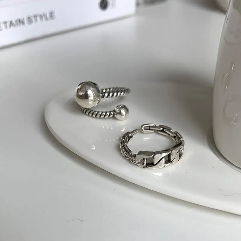 925 Sterling Silver Retro Hollow Out Weave Chain Ball Index Finger Opening Adjustable Rings For Women Trend Jewelry Gifts R393
925 Sterling Silver Retro Hollow Out Weave Chain Ball Index Finger Opening Adjustable Rings For Women Trend Jewelry Gifts R393