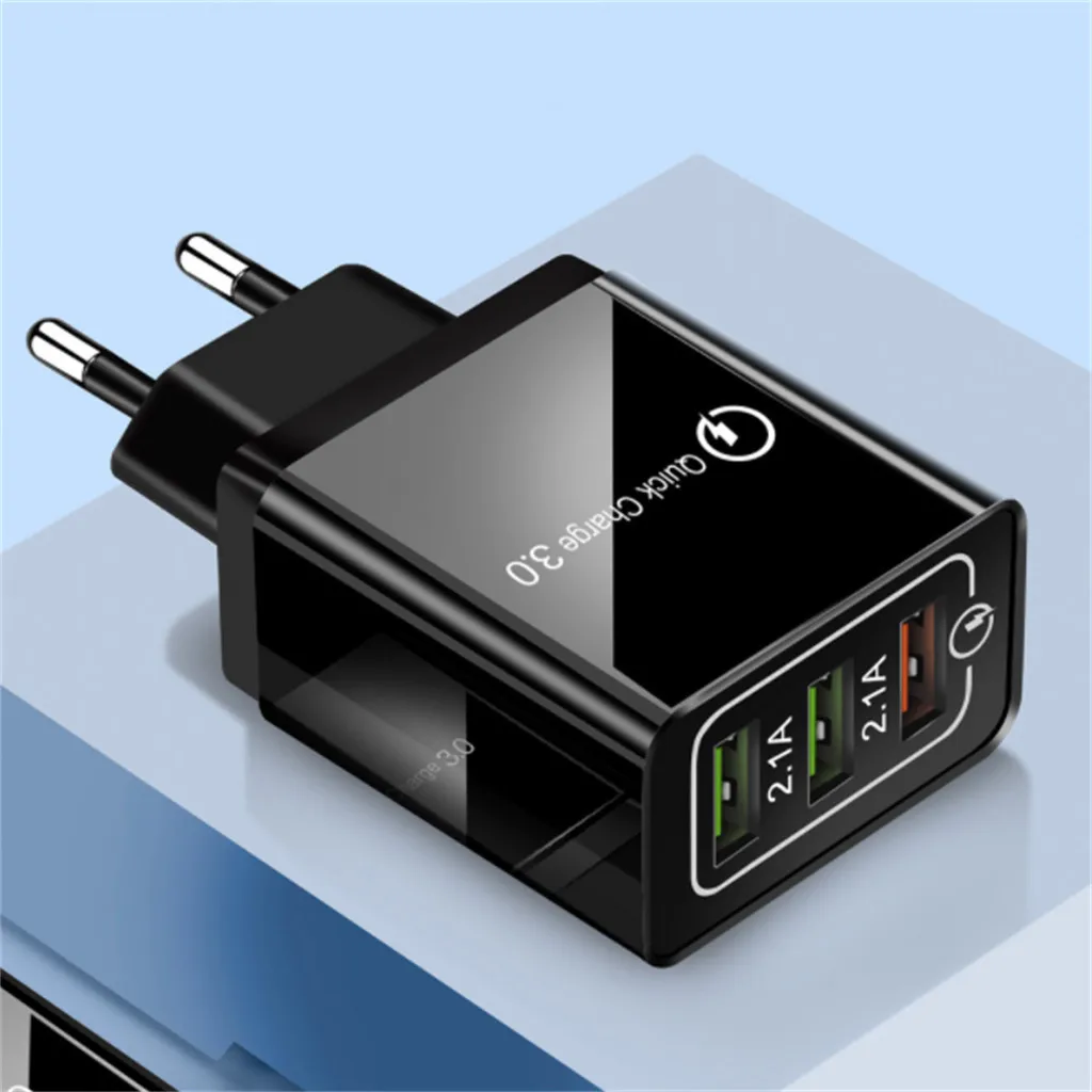 Charger 3 Port Fast Quick Q C 3.0 Usb Hub Wall 2.1a Power Adapter Us/eu Plug Dropshipping | Электроника