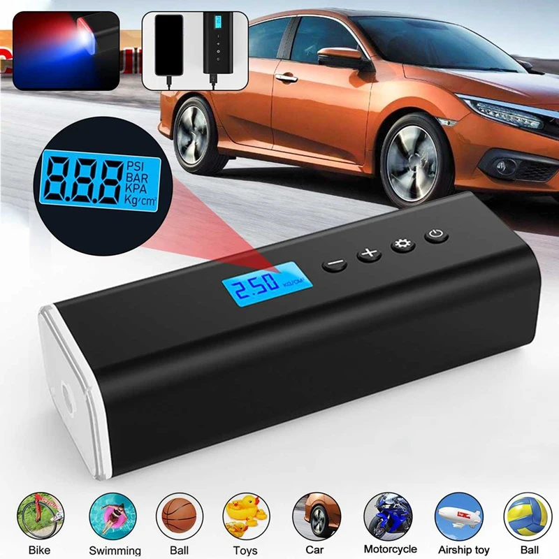 Rechargeable Air Pump Car Bicycle Tires Balls Swimming Rings Toys 60W with LED Light
Rechargeable Air Pump Car Bicycle Tires Balls Swimming Rings Toys 60W with LED Light