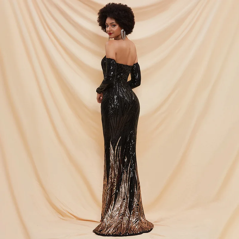 Plus Size Women Dress 2020 Sequined Vintage Party Sexy Dress Trumpet Maxi Black Dress 
Plus Size Women Dress 2020 Sequined Vintage Party Sexy Dress Trumpet Maxi Black Dress