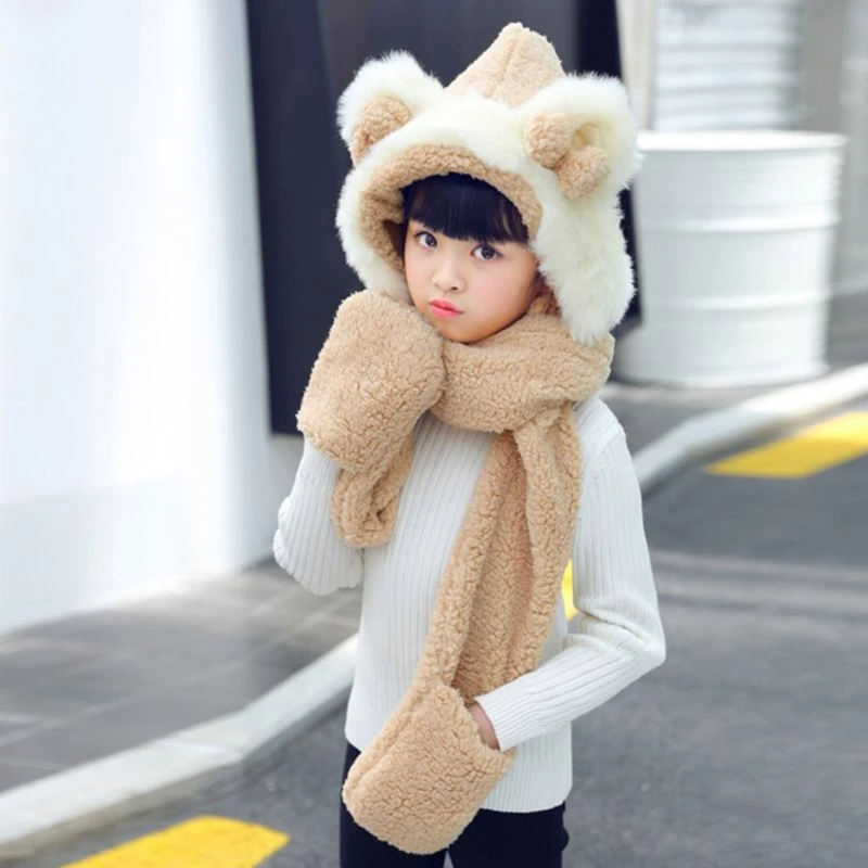 Toddler 3 In 1 Warm Plush Fluffy Winter Hat Cute Bowknot Bear Ears Animal Kids Scarf Mitten Gloves with Pockets Earflap Cap
Toddler 3 In 1 Warm Plush Fluffy Winter Hat Cute Bowknot Bear Ears Animal Kids Scarf Mitten Gloves with Pockets Earflap Cap