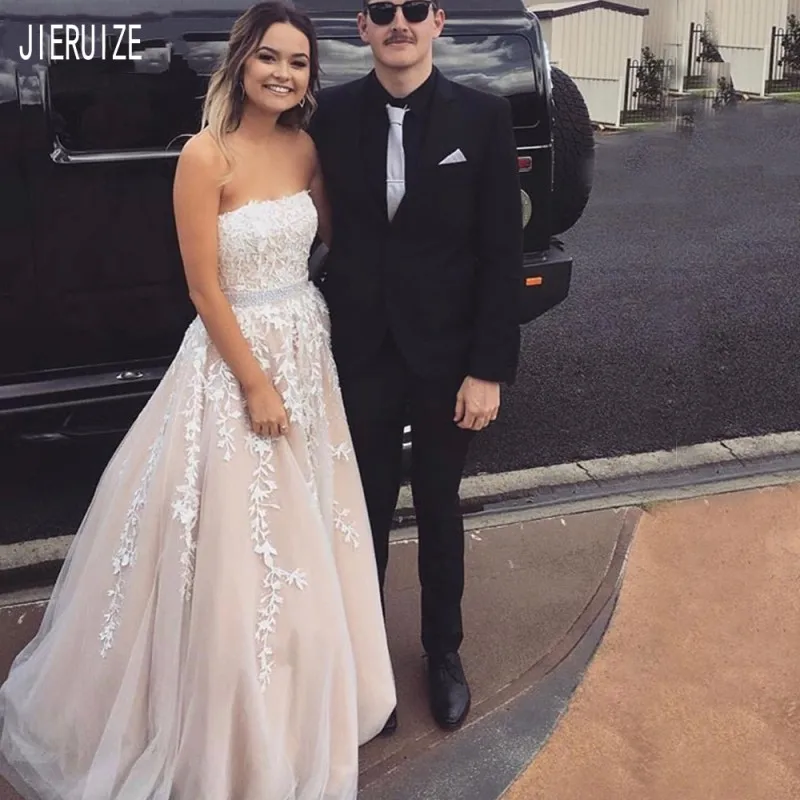 JIERUIZE Modern Lace Appliques Backless Wedding Dresses Strapless Beading Sashes Wedding Gowns Bride Dresses vestido de noiva
JIERUIZE Modern Lace Appliques Backless Wedding Dresses Strapless Beading Sashes Wedding Gowns Bride Dresses vestido de noiva